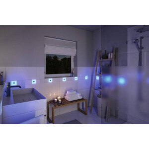 LumiTiles LED Fliesen Square Einzelfliese IP44 100x10mm 12lm 12V 0,8W dimmbar RGBW+ Weiß Kunststoff Aluminium
