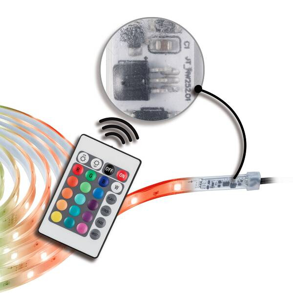 EntertainLED USB LED Strip TV-Beleuchtung 65 Zoll 2,4 m 4W 144 LEDs RGB  Farbwechsel mit Memoryfunktion + Fernbedienung