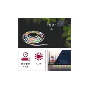 LED Stripe Solar 3m inkl. Dämmerungssensor und Akku 3m IP44 0,3W 16LEDs/m RGB