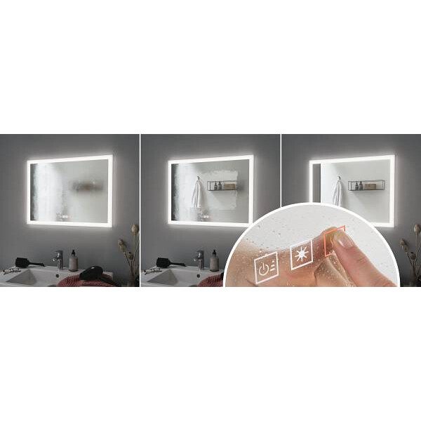 HomeSpa LED Leuchtspiegel Mirra IP44 White Switch 1580lm 230V 21W dimmbar Spiegel Weiß