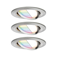 LED Einbauleuchte Smart Home Zigbee Nova Plus Coin Basisset schwenkbar rund 84mm 50° Coin 3x5,2W 3x400lm 230V dimmbar RGBW Eisen gebürstet