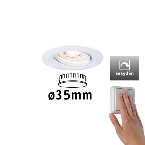 LED Einbauleuchte Easy Dim Nova Mini Plus Coin Einzelleuchte schwenkbar rund 66mm 15° Coin 4,2W 300lm 230V dimmbar 2700K Weiß matt