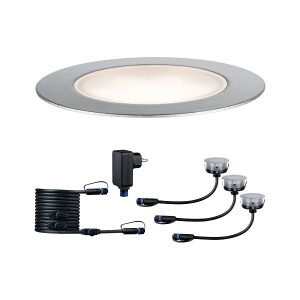 Plug & Shine LED Bodeneinbauleuchte Floor Eco Basisset IP67 3000K 3x1,3W 21VA Silber
