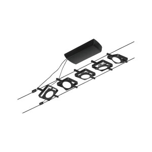 CorDuo LED Seilsystem MacLED Basisset 5x250lm 5x4,5W 3000K 230/12V Schwarz matt Chrom
