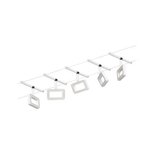 CorDuo LED Seilsystem Frame Basisset 5x280lm 5x4,8W 3000K 230/12V Weiß matt Chrom