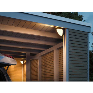 LED Außenwandleuchte Smart Home Zigbee Ikosea insektenfreundlich IP44 50x203mm Tunable Warm 4,4W 350lm 230V Anthrazit Kunststoff