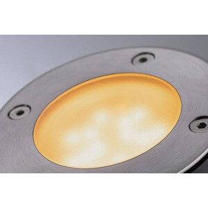 Plug & Shine LED Bodeneinbauleuchte Smart Home Zigbee Goldlicht Einzelspot Insektenfreundlich IP65 Tunable Warm 4,6W Schwarz Edelstahl