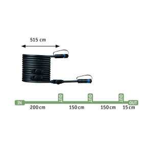 Plug & Shine Kabel 5m 4 Ausgänge IP68 Schwarz