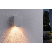 LED Außenwandleuchte Flame insektenfreundlich IP44 eckig 58x103mm 2200K 4W 265lm 230V 75° Weiß Metall
