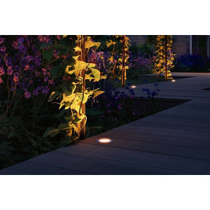 Plug & Shine LED Bodeneinbauleuchte Floor Einzelleuchte Insektenfreundlich IP67 2200K 2W Silber