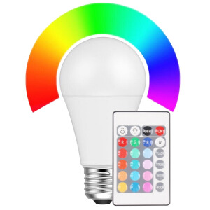 LED Lampe Birnenform 9W (60W) E27 810lm RGB + WW , inkl. Fernbedienung