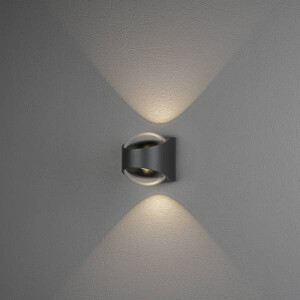 Bitonto LED Kristall-Linsen-Wandl. ab/auf anthrazit 2x5,5W