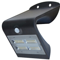 LED Solarleuchte 3,2 Watt schwarz 400lm 3000K IP65, Sensor, 3 Modi, Li-Ion Akku, indirektes Licht