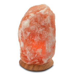 Beleuchteter Salzkristall ROCK, ca. 4-6 kg, mit Holzsockel