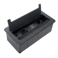 INBOX MöbelEinbausteckdose mit USB RJ45 und HDMIAnschlüssen Farbe Schwarz Kabellänge 15 m Steckdose Schuko