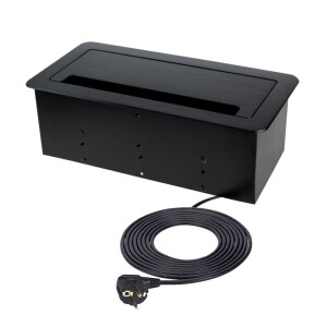 INBOX MöbelEinbausteckdose mit USB A + C RJ45 und HDMI Farbe Schwarz Kabellänge 1.5 m Steckdose Schuko