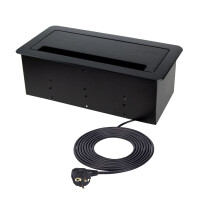 INBOX MöbelEinbausteckdose mit USB A + C RJ45 und HDMI Farbe Schwarz Kabellänge 3 m Steckdose Schuko