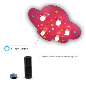 Deckenl. Wölkchen, Blumenwiese, magenta "Amazon Alexa kompatibel"