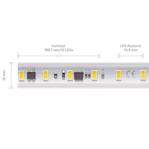 14W/m Hochvolt LED-Streifen 2700K 50m
