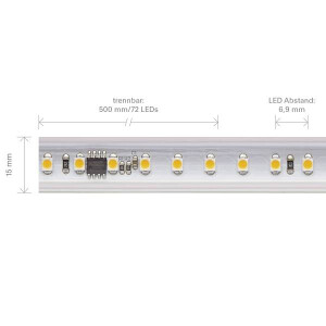 8W/m Hochvolt LED-Streifen 3000K 10m