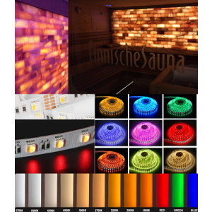 12V RGBW Set LED Sauna Strips inkl. warmweiss 5m Saunalicht mit Controller