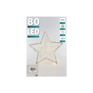 LED Stern aus Draht mit 80LED warmweiss