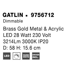 Nova Luce 9756712 Gatlin LED Deckenleuchte Messing Gold