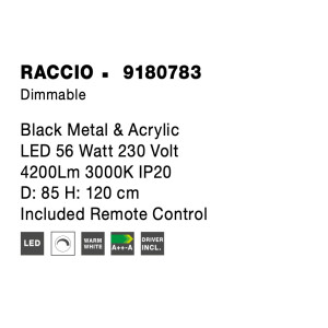 Nova Luce 9180783 Raccio LED Pendelleuchte Schwarz
