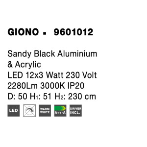 Nova Luce 9601012 Giono LED Pendelleuchte Schwarz