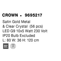 Nova Luce 9695217 Crown G9 Pendelleuchte Satin Gold