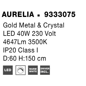 Nova Luce 9333075 Aurelia LED Pendelleuchte Gold