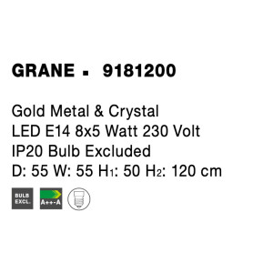 Nova Luce 9181200 Grane E14 Pendelleuchte Gold