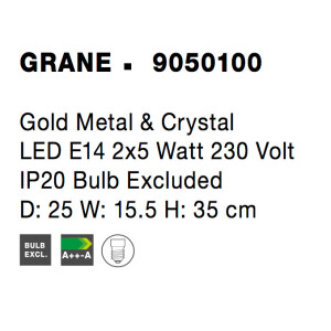 Nova Luce 9050100 Grane E14 Wandleuchte Gold