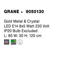 Nova Luce 9050130 Grane E14 Pendelleuchte Gold
