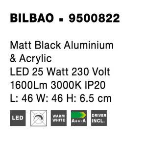 Nova Luce 9500822 Bilbao LED Deckenleuchte  Schwarz