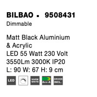 Nova Luce 9508431 Bilbao LED Deckenleuchte  Schwarz