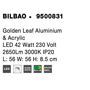 Nova Luce 9500831 Bilbao LED Deckenleuchte Blattgold