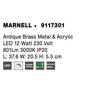 Nova Luce 9117301 Marnell LED Wandleuchte Antik Messing