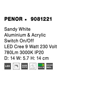 Nova Luce 9081221 Penor LED Wandleuchte  Weiß