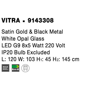 Nova Luce 9143308 Vitra G9 Pendelleuchte Gold, Weiß, Schwarz