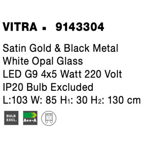Nova Luce 9143304 Vitra G9 Pendelleuchte Gold, Weiß, Schwarz