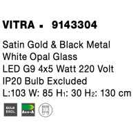 Nova Luce 9143304 Vitra G9 Pendelleuchte Gold, Weiß, Schwarz