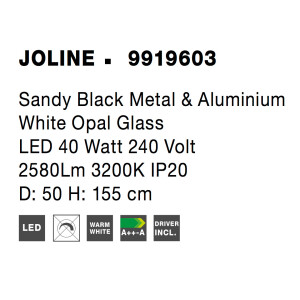 Nova Luce 9919603 Joline LED Pendelleuchte Schwarz, Weiß