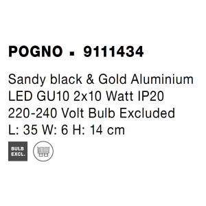 Nova Luce 9111434 Pogno GU10 Deckenleuchte Schwarz, Gold