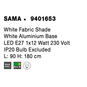 Nova Luce 9401653 Sama E27 Stehlampe Weiß