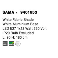 Nova Luce 9401653 Sama E27 Stehlampe Weiß