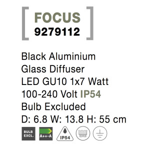 Nova Luce Focus 9279112 Wegeleuchte IP54 Schwarz