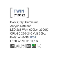 Nova Luce Twin 713121 Wegeleuchte IP54 Dunkel Grau