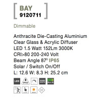 Nova Luce Bay 9120711 Wandleuchte IP65 Anthrazit
