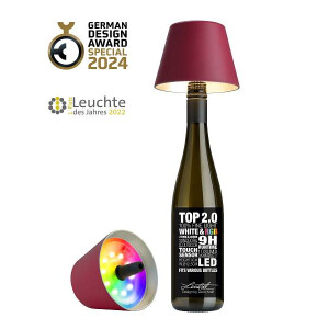 Sompex TOP 2.0 - Bordeaux, RGBW-Akku-Flaschenleuchte